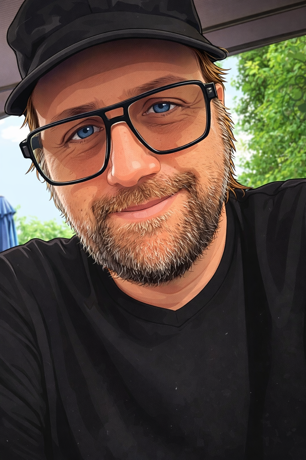 BERNSZ owner cartoon portrait